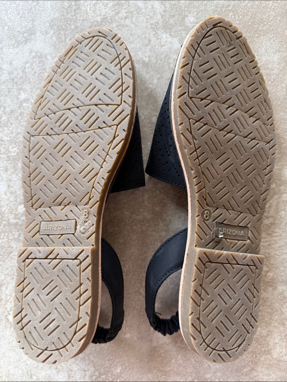 Arizona Jean Company Black Laser-Cut Slingback Sandals with Tan Footbed - Picture 2 of 2